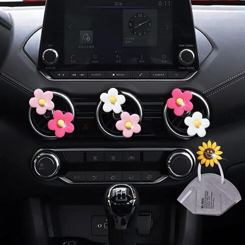 6 Pcs Flower Air Vent Clips, Cute Daisy Car Air Fresheners Vents Clips Car Air Conditioning Outlet Clip Glam Car Interior Decor Charm Daisy Cute Car Accessories for Women(Colorful) in Saudi Arabia