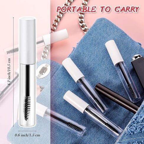 Maitys 30 Pack 10 ML أنابيب الماسكارا الفارغة مع فرشاة عصا قابلة لإعادة الملء زجاجة حاوية حاوية الكريمة مع مسارات تسرب تسرب لزيت الخروع/الحاجب المصل/زيت جوز الهند ديي مستحضرات التجميل (الوردي) in Saudi Arabia