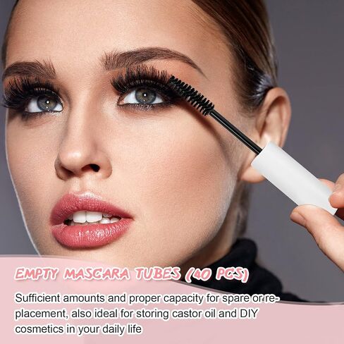 Maitys 30 Pack 10 ML أنابيب الماسكارا الفارغة مع فرشاة عصا قابلة لإعادة الملء زجاجة حاوية حاوية الكريمة مع مسارات تسرب تسرب لزيت الخروع/الحاجب المصل/زيت جوز الهند ديي مستحضرات التجميل (الوردي) in Saudi Arabia