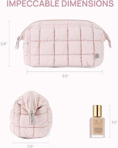 أكياس مكياج Telena Puffer للنساء ، أكياس مكياج مبطنة من نايلون منتفخة لحالة منظم المكياج للنساء ، أساسيات سفر مكياج على مصراعيها in Saudi Arabia