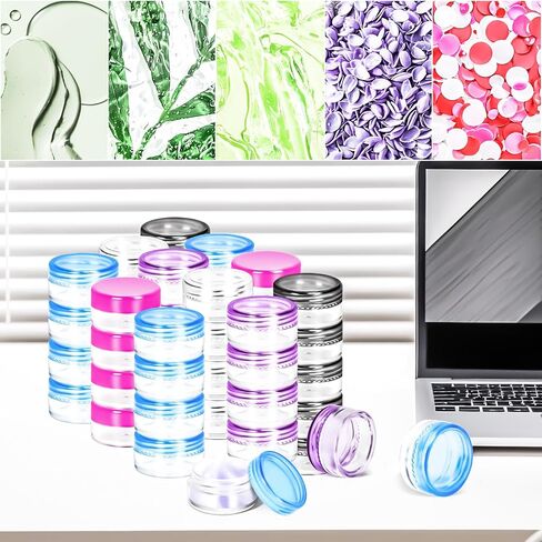MotBach 100 Pack 3g 5g Plastic Jars Round Clear Cosmetic Containers with Lids, 3ml 5ml Travel Size Containers Sample Jars with Spatulas for Makeup Cosmetic Sample Lotion Cream Salve Balm Powder Travel in Saudi Arabia
