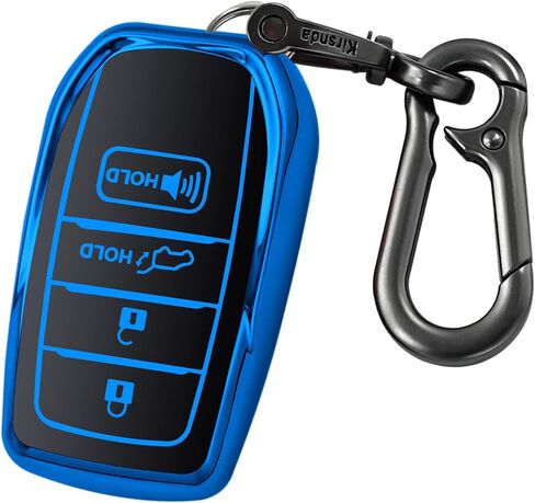 for toyota Key Fob Cover with keychian,TPU Protection Key Case compatible with Venza,RAV4 Prime,Sienna,Land Cruiser,Fortuner,Corolla smart remote key(Blue,4/5 Button) in Saudi Arabia