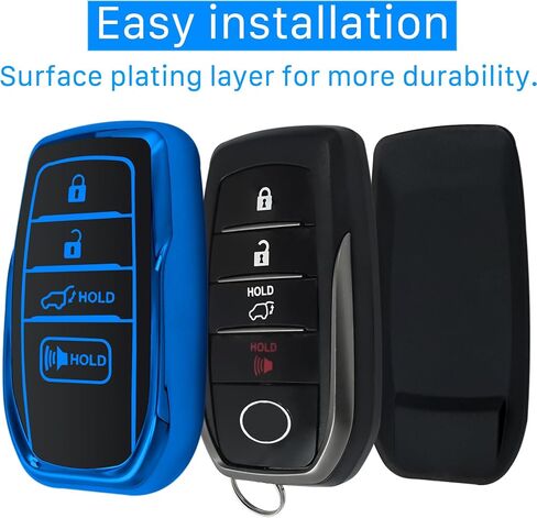 for toyota Key Fob Cover with keychian,TPU Protection Key Case compatible with Venza,RAV4 Prime,Sienna,Land Cruiser,Fortuner,Corolla smart remote key(Blue,4/5 Button) in Saudi Arabia