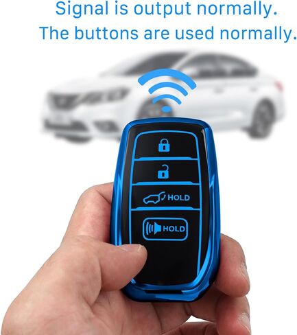 for toyota Key Fob Cover with keychian,TPU Protection Key Case compatible with Venza,RAV4 Prime,Sienna,Land Cruiser,Fortuner,Corolla smart remote key(Blue,4/5 Button) in Saudi Arabia