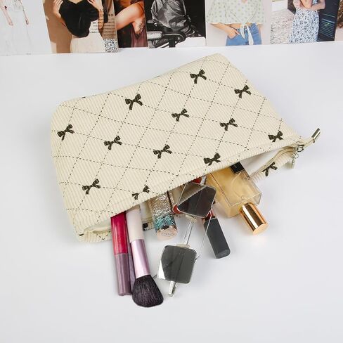 Bows Cosmetic Bags for Women, Cute Bow Makeup Bag Coquette Aesthetic Purse Travel Makeup Bag Small Cosmetic Bag for Purse in Kuwait