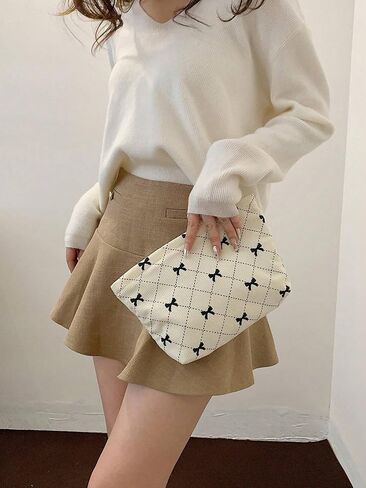 Bows Cosmetic Bags for Women, Cute Bow Makeup Bag Coquette Aesthetic Purse Travel Makeup Bag Small Cosmetic Bag for Purse in Kuwait