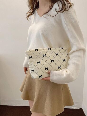 Bows Cosmetic Bags for Women, Cute Bow Makeup Bag Coquette Aesthetic Purse Travel Makeup Bag Small Cosmetic Bag for Purse in Kuwait