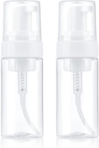 Boenoea Plastic Foam Pump Bottle, 4oz/120ml Foam Bottles Dispenser BPA Free Empty Refillable Container for Hand Soap, Shampoo - Pack of 2 Clear in Kuwait
