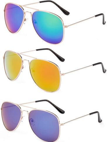 Newbee Fashion - Classic Aviator Sunglasses Flash Full Mirror Lenses Frame Frame for Men Women UV Protection in Kuwait