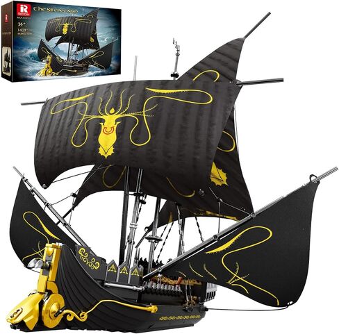 Pirate Ship Building Set with LED Lights,Large Black Pearl Ship Model 66036,Pirate Ship Sailboat Toy,Halloween Home Decor Birthday Gifts,Model Kits for Adult Boys Girls 14+（4708 PCS） in Saudi Arabia