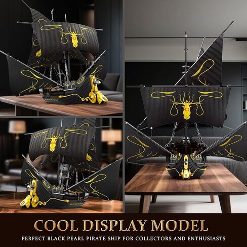 Pirate Ship Building Set with LED Lights,Large Black Pearl Ship Model 66036,Pirate Ship Sailboat Toy,Halloween Home Decor Birthday Gifts,Model Kits for Adult Boys Girls 14+（4708 PCS） in Saudi Arabia