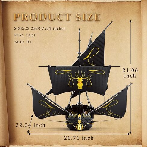Pirate Ship Building Set with LED Lights,Large Black Pearl Ship Model 66036,Pirate Ship Sailboat Toy,Halloween Home Decor Birthday Gifts,Model Kits for Adult Boys Girls 14+（4708 PCS） in Saudi Arabia