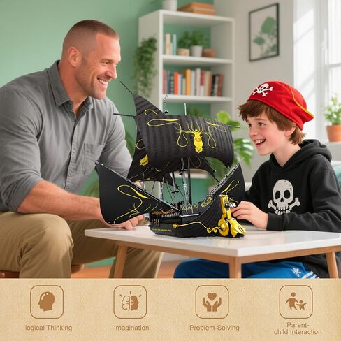 Pirate Ship Building Set with LED Lights,Large Black Pearl Ship Model 66036,Pirate Ship Sailboat Toy,Halloween Home Decor Birthday Gifts,Model Kits for Adult Boys Girls 14+（4708 PCS） in Saudi Arabia