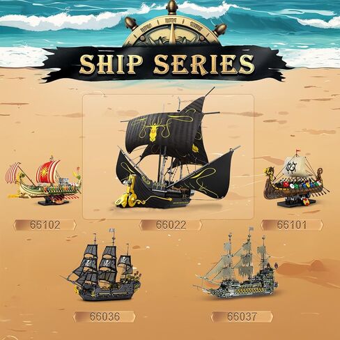 Pirate Ship Building Set with LED Lights,Large Black Pearl Ship Model 66036,Pirate Ship Sailboat Toy,Halloween Home Decor Birthday Gifts,Model Kits for Adult Boys Girls 14+（4708 PCS） in Saudi Arabia