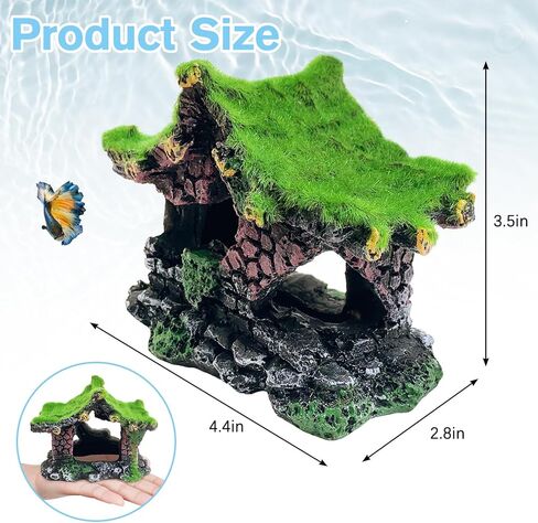 Hamiledyi 4PCS Aquarium Decoration, Fish Tank Artificial Resin Castle Ornaments, Betta Tank Landscape Decorations with Plastic Plants for Shrimp Fish Climbing Hiding in Kuwait