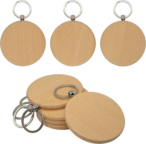 3 Inch Big Round Wood Engraving Blanks Wood Blanks Blank Wooden Key Tag with Keychain (5 PCS) in Saudi Arabia