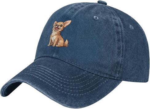 Chihuahua Dog Cartoon Cartoon Classic Cowball Capball Cap Men Women Admual Dad Dad Hat Navy Blue in Saudi Arabia