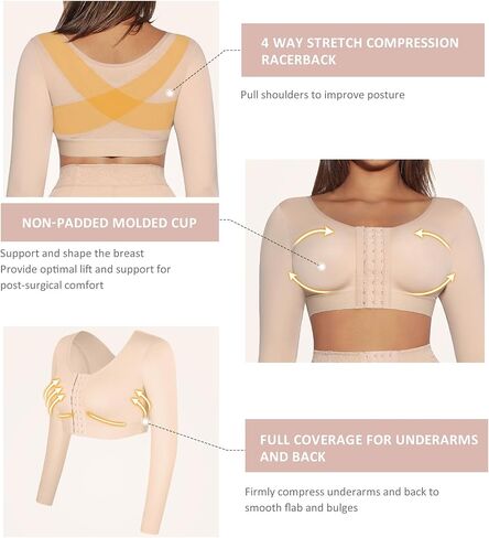 FeelinGirl Arm Shaper for Women Post Surgery Arm Lipo Compression Sleeves Slimming Arm Faja Front Closure Shapewear Bra in Saudi Arabia