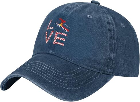 أنا أحب Kiribati Map Flag قابلة للتعديل Cowboy Baseball Cap الرجال in Saudi Arabia