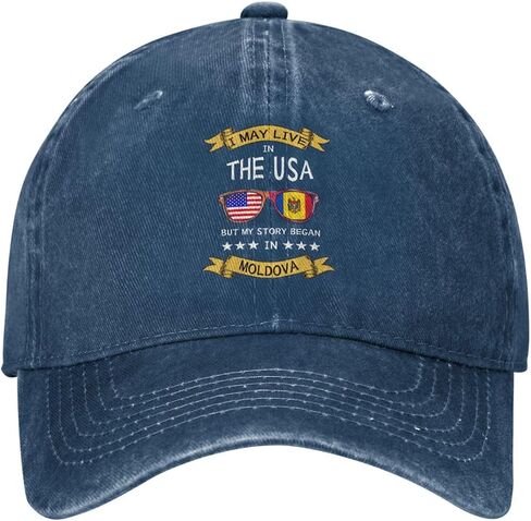 Moldova American Flag USA Moldovan Roots Adjustable Classic Cowboy Baseball Cap Men Women Casual Dad Hat Navy Blue in Saudi Arabia