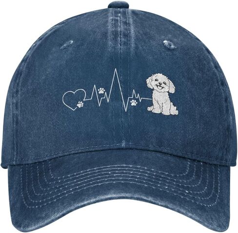 Heartbeat Bichon Dog قابل للتعديل الكلاسيكي رعاة البقر البيسبول قبعة الرجال النساء غير الرسمي قبعة أبي قناة الأزرق in Saudi Arabia