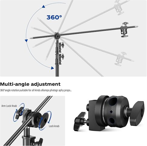 Heavy Duty C Stand 6.9ft/210cm with Holding Arm Sandbag and storage bag Grip Head Stainless Steel Photography Light Stand C-Stand Sturdy for Photography Studio Video Monolight Softbox Shooting（Silver） in Saudi Arabia