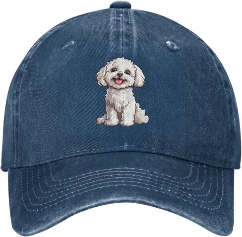 Bichon Dog Cartoon Classic Classic Cowboall Cap Cap Men Women Admual Dad Hat Navy Blue in Saudi Arabia