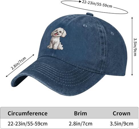 Bichon Dog Cartoon Classic Classic Cowboall Cap Cap Men Women Admual Dad Hat Navy Blue in Saudi Arabia