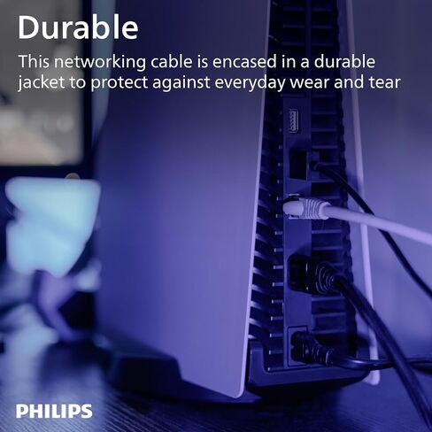 كابل Ethernet Philips Cat6 ، سلك طويل 50 قدمًا ، 10 جيجابت في الثانية ، 250 ميجا هرتز ، موصل RJ45M ، للكمبيوتر ، وحدة التحكم في اللعبة ، مودم الكبل/DSL ، مفتاح الشبكة ، جهاز البث ، الأسود ، SWR3503B/37 in Kuwait