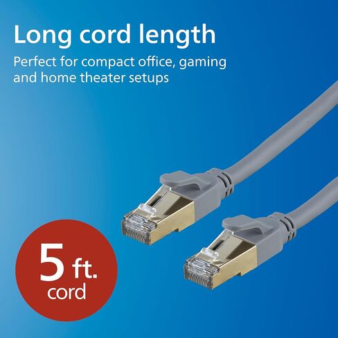 كابل Ethernet Philips Cat6 ، سلك طويل 50 قدمًا ، 10 جيجابت في الثانية ، 250 ميجا هرتز ، موصل RJ45M ، للكمبيوتر ، وحدة التحكم في اللعبة ، مودم الكبل/DSL ، مفتاح الشبكة ، جهاز البث ، الأسود ، SWR3503B/37 in Kuwait