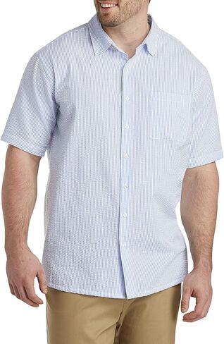 Oak Hill by DXL Big and Tall's Men's Seersucker Stripe Sport Shirt ، Ultramarine ، أحجام XL-7XL in Kuwait