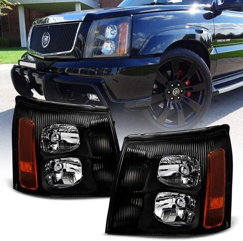 ACANII - For 2003-2006 Cadillac Escalade (HID Model Only) Black Headlights Headlamps Head Lights Driver + Passenger Side in Kuwait