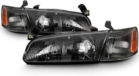 ACANII - For 1997-1999 Toyota Camry Headlights Headlamps w/Corner Parking Lights Black Housing Driver & Passenger Side in Saudi Arabia