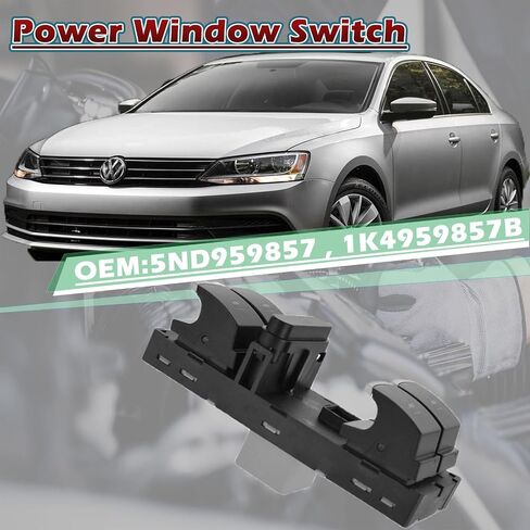 Front Left Driver Side Master Power Door Window Switch Compatible with Volkswagen VW CC Golf R GTI, for Jetta GLI Hybrid Wagon Passat Wagon Rabbit SportWagen, for Tiguan Limited replaces 5ND959857 in Saudi Arabia
