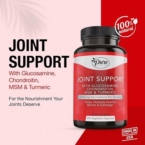 Pure By Nature Joint Support, Glucosamine with Chondroitin Turmeric MSM Boswellia Supplement, 270 Capsules in Saudi Arabia