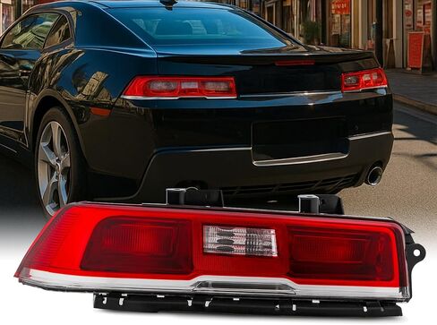 AKKON - Fits 2014-2015 Chevy Camaro [Incandescent Model] Chrome Red Tail Light Brake Lamp Driver Left Side Replacement in Saudi Arabia