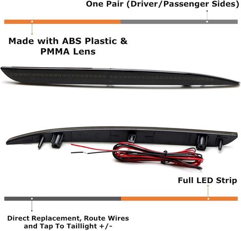 iJDMTOY Dark Smoked Lens 90-SMD Full LED Rear Bumper Reflector Light Trim Compatible With 2015-up Chrysler 300, Function as Tail or Rear Fog Lights in Saudi Arabia
