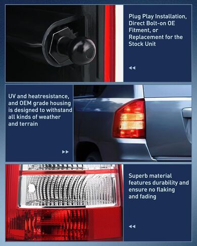 Nilight Taillight Assembly Compatible with 2014 2015 2016 2017 Jeep Compass Tail Light OE Style Rear Lamp Replacement Driver and Passenger Side w/Bulbs in Saudi Arabia