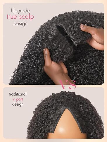 LUVME HAIR Headband Wig Human Hair Deep Wave Curly Drawstring Half Wig for Black Women 100% Real Human Hair Glueless None Lace Wigs Brazilian Virgin Hair Machine Made Wig 200 Density Natural Color in Kuwait