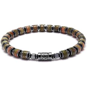 سوار الرجال المزيج-حبات مصقولة مع لهجة النغمة الصلب | ملائمة ملابس معصم الحد الأدنى in Kuwait