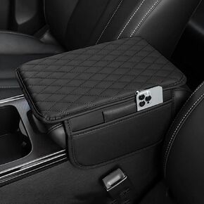 Car Center Console Cover for Dodge Ram 1500 2500 3500 W Bucket 2009-2018, Universal Leather Soft Car Armrest Cover Cushion with 2 Storage Bags Interior Accessories, Grey in Saudi Arabia