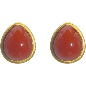 Natural Red Agate Stud Earrings - Tiny Classic Matte Vintage 925 Sterling Silver Gemstone Studs for Women Gift in Saudi Arabia