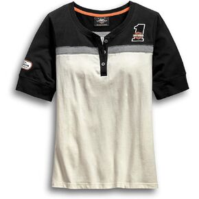 Harley-Davidson Women's H-D Racing Short Sleeve Henley - 99136-19VW in Saudi Arabia