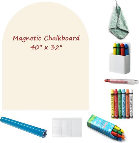 Magnetic Chalkboard Wall Decal 40"x32" - Premium Adhesive, Includes Chalk Holder & 6 Dust-Free Chalks, Peel and Stick Whiteboard for Playroom, Office, Bedroom, Exclusive Purple in Saudi Arabia