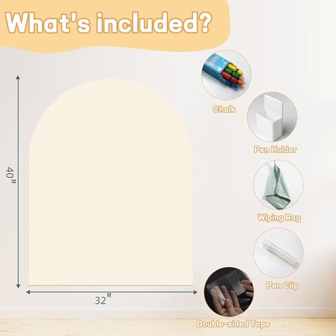 Magnetic Chalkboard Wall Decal 40"x32" - Premium Adhesive, Includes Chalk Holder & 6 Dust-Free Chalks, Peel and Stick Whiteboard for Playroom, Office, Bedroom, Exclusive Purple in Saudi Arabia