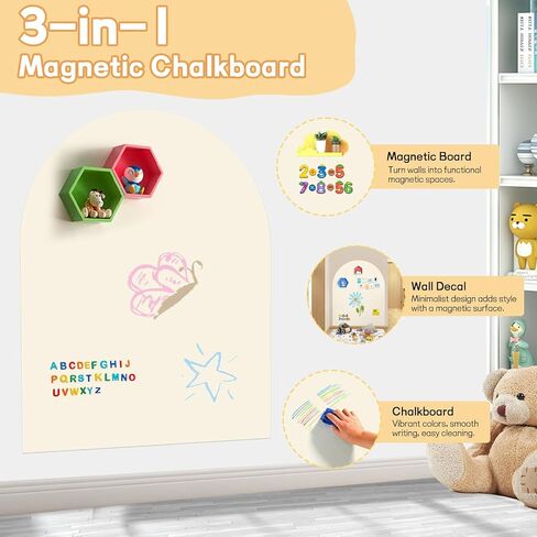 Magnetic Chalkboard Wall Decal 40"x32" - Premium Adhesive, Includes Chalk Holder & 6 Dust-Free Chalks, Peel and Stick Whiteboard for Playroom, Office, Bedroom, Exclusive Purple in Saudi Arabia
