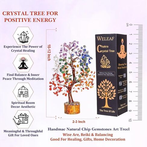 شجرة الحياة الكريستالية 7 شقرا شفاء الأشجار الكريستالية للديكور المنزلي ، مكتب المكتب ، غرفة المعيشة ، عيد الأب يدويًا أشجار بونساي للحصول على طاقة إيجابية ، أموال ، هدايا عيد ميلاد سعيد للنساء in Saudi Arabia