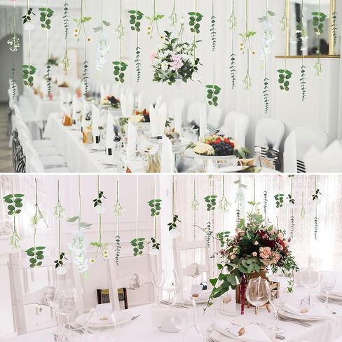 Hoteam 51 Pcs 26 Pcs DIY Flower Garland Artificial Hanging Wildflower Backdrop Set Fake Rose Eucalyptus Daisy Poppy Wild Flower Decor for Wedding Party Birthday Home Garden (White,Champagne,Pink) in Saudi Arabia