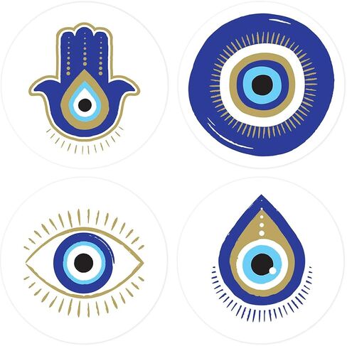 Andaz Press Assorted 40 Vinyl Blue Gold Evil Eye Sticker Eyes Waterproof Greek Evil Eye Decor Removable Spiritual Eyeball Stickers for Phone Car Decals Bumper Laptop Water Bottle Luggage Window Door in Saudi Arabia