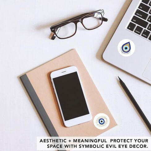 Andaz Press Assorted 40 Vinyl Blue Gold Evil Eye Sticker Eyes Waterproof Greek Evil Eye Decor Removable Spiritual Eyeball Stickers for Phone Car Decals Bumper Laptop Water Bottle Luggage Window Door in Saudi Arabia